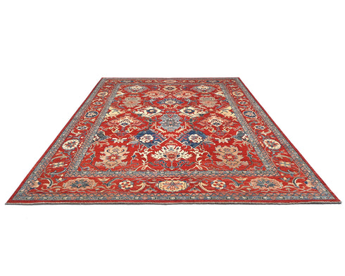 9x12 Rust Aryana Afghan Hand Knotted Veg Dye Wool Area Rug